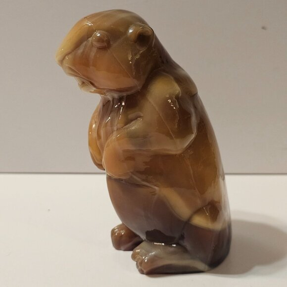 Vintage1960's Imperial Glass Caramel Slag Glass Woodchuck Gopher Figurine - Picture 4 of 8